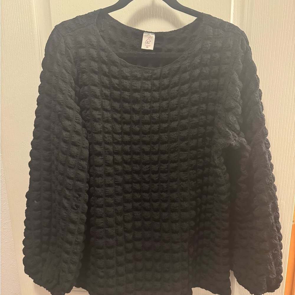 Elegant Black Textured Women's Shirt/Blouse
